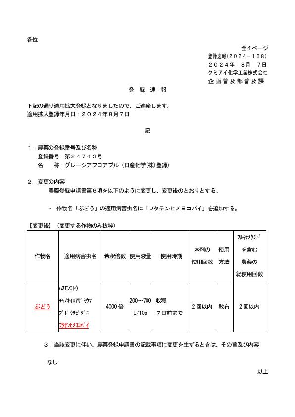 2024-168登録速報（240807）
