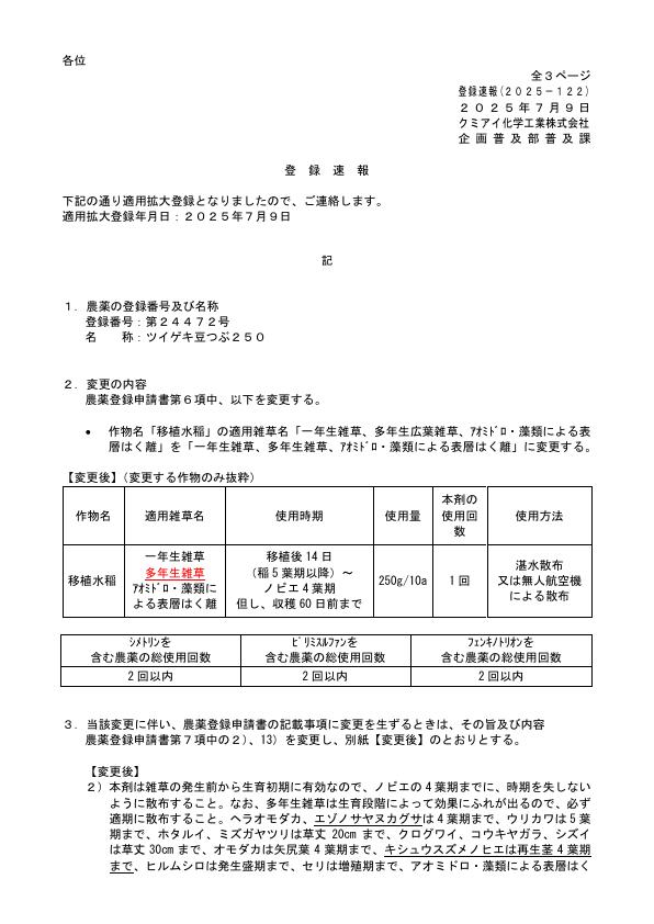 2025-122登録速報（250709）