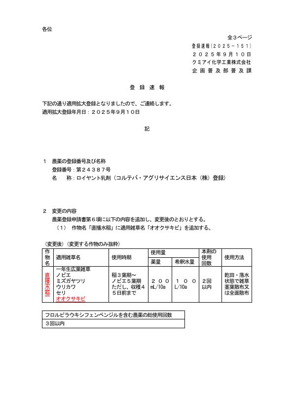2025-151登録速報（250910）