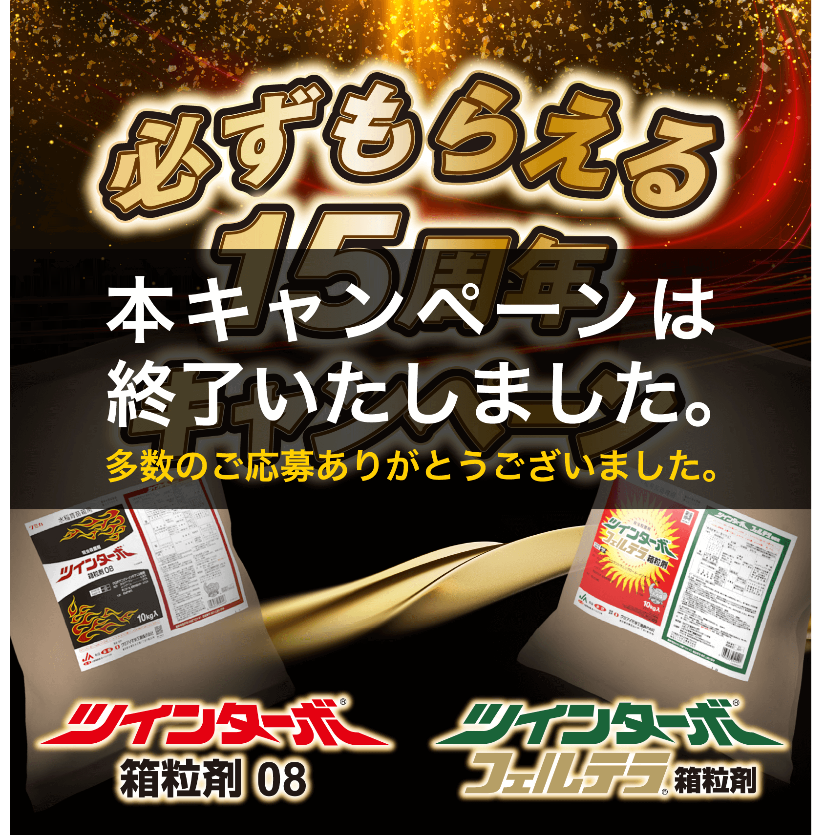ツインターボ  15周年キャンペーン　終了